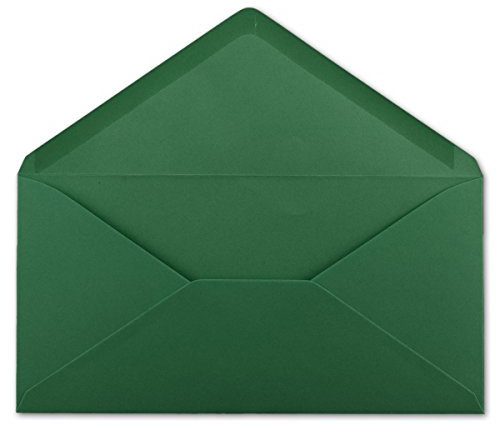 50 DIN Lang Briefumschläge Dunkelgrün 22 x 11 cm -120 g/m² Nassklebung Post-Umschläge ohne Fenster ideal für Weihnachten Grußkarten Einladungen von Ihrem Glüxx-Agent