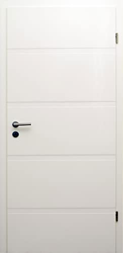 HORI® Zimmertür Bilbao Weißlack RAL9010 Röhrenspan Eckkante I Innentüre, Türblatt, passende für alle Standard Zargen mit DIN Größe I 1985 x 610 mm I DIN Rechts