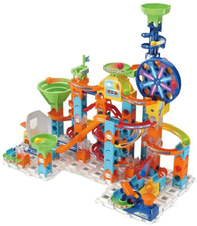 VTech Marble Rush Adventure Set, Construction Toys for Kids with 10 Marbles and 128 Building Pieces, Electronic Track Set for Boys & Girls, Colour-Coded Toy with Sound, 4 Years +, English Version