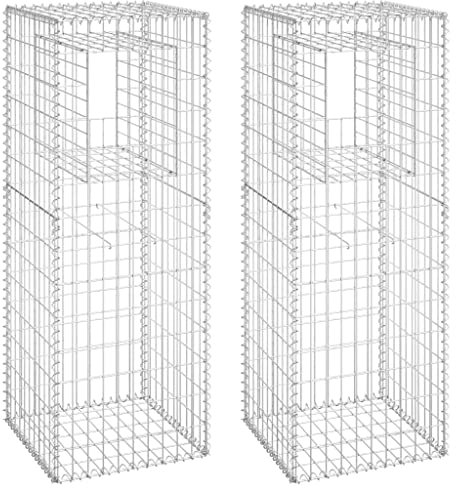 vidaXL 2x Poteaux à Panier de Gabion Poteaux à Jardinière de Gabion de Patio Jardin Terrasse Extérieur Projets de Jardinage 50x50x140 cm Fer