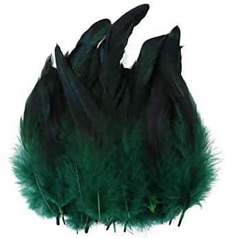 100 Stück Basteln Federn,Dunkelgrün Hahnenfedern,14-20CM DIY Bastelfedern für Bastelprojekte Traumfänger DIY Ohrringe Faschingskostüme Party Hüte Masken Schmuckstücke Ostereier Deko Fasanfedern