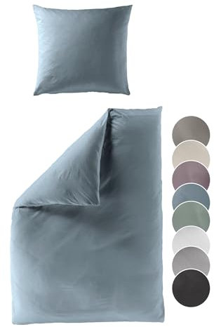 liebling Satin Bettwäsche Jeans blau, 1 x Bettbezug 135 x 200 cm + 1 x Kissenbezug 80 x 80, Bettzeug aus 100% seidig weicher Baumwolle, 60 Grad, Ökotex Made in Green