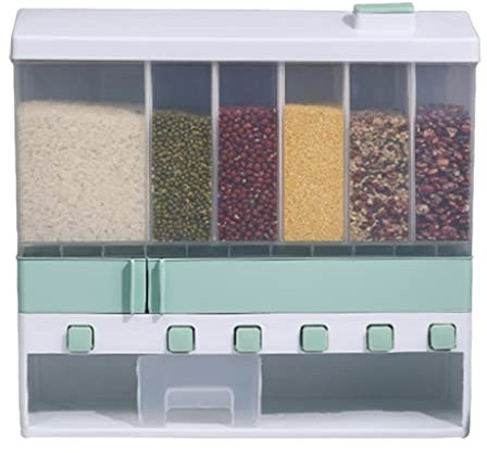 Dispensador de Cereales Duradero, Vasos dispensadores Que se mueven libremente, máquina de Avena, Frutas secas, Almacenamiento de Cereales, Salida con un Solo Clic, Universal (Color: Verde-2,6 GL)