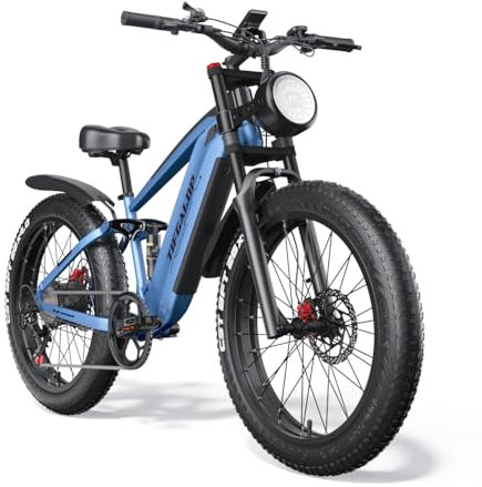 Lohang Elektrofahrrad für Erwachsene, Abnehmbarer 48V18AH-Akku, Maximale Reichweite 45-90km, 26 Zoll Elektro-Mountainbike mit doppeltem Dämpfer, Elektrofahrrad für Männer und Frauen.