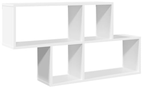 vidaXL Estantería de Pared Flotante de Madera Ingeniería Blanco 100x20x53 cm, Estante de Exhibición