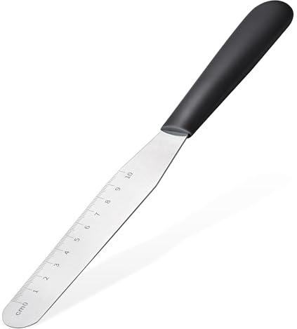 U-Taste liten rak glasyrspatel: Kakpalett i rostfritt stål Platta spatlar Slät dekorerande flexibel kniv med halkfritt handtag, skärning, delning, frosting för kakor, grädde, muffins.(15cm, Svart)