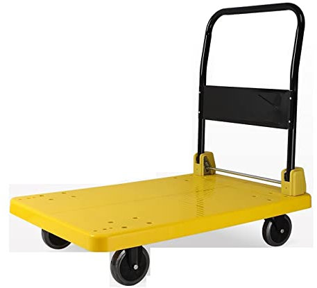 Chariot à Plateau Pliable Robuste avec roulettes | Chariot à Plateforme en Acier et Chariot à Main | Chariot de Transport de Bagages Portable avec Plateau en Plastique et