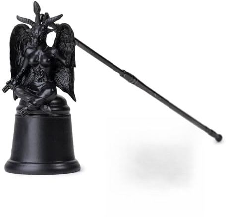 WVOPIAHY Gotischer Baphomet Kerzenlöscher, Schwarzes Harz, 20cm Griff, Ø 3,7cm Glocke, für Geschenke, Kerzenlöscher für die meisten Kerzen