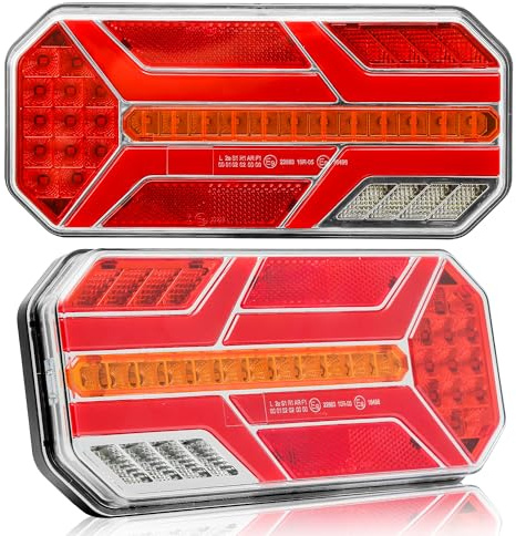 DARKGUARD Luces Remolque Traseras Pilotos Led Remolque 12V 24V Trailer Rear Lights Faros Led para Remolques Caravan Camión 7 Funciones con Luz Antiniebla y Reflector ECE IP67 Homologados