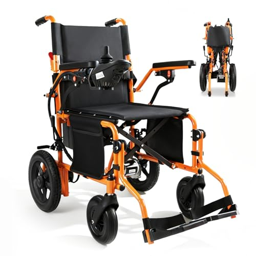YF001S Zygenair 18 Wider Electric Wheelchair 330 Lbs Capacity Electric Wheelchairs for Adults 15 Miles Range Lightweight Foldable Power Wheelchair, 500w Motorized Wheelchairs 12ah Battery, Orange