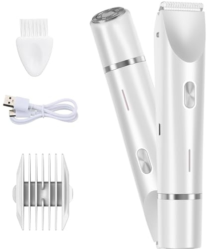 Rasoio Elettrico Donna, 2 in 1 IPX7 Rasoio Elettrico Intimo Donna, Depilazione Indolore Rasoio per Corpo Ascelle Gambe Bikini, Uso Bagnato e Asciutto
