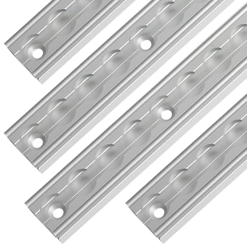 Airlineskena Aluminium 4 x 1 meter, Lastskena Halvcirkelform, Eloxerad lastskena med 10 lastöglor och 8 ändkapslar, hög stabilitet och hållbarhet, för släp, lastbil, husbil, Silver