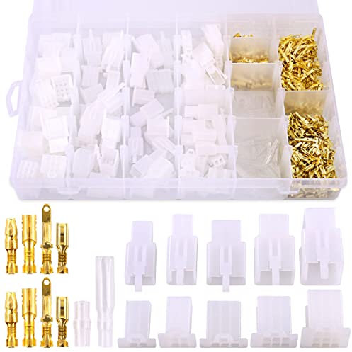 Glarks 700Pcs 2.8mm 2 3 4 6 9 Pin Plug Housing Pin Header Crimp Electrical Wire Terminals Connector and 30 Sets 4mm Car Motorcycle Bullet Terminal Assortment Kit for Motorcycle, Bike, Car, Boats