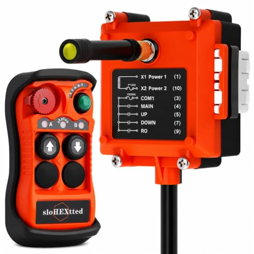 sloHEXtted Q200 Ultra Industriell trådlös fjärrkontroll till kran 12-24V | Fjärrkontroll 2-knapps baklucka Truck Lyft Mini Vinsch Kran Bridge Horisontell Lyft Vagn