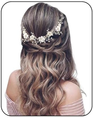 Unicra Blumen Haarschmuck Hochzeit Kopfschmuck Perlen Hochzeit Haarschmuck Braut Kristall Braut Kopfbedeckung(Roségold)