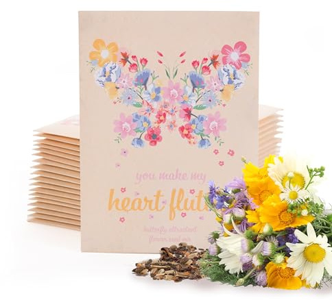 Make Your Heart Flutter 25 Bird and Butterfly Wildflower Seed Packets for Planting, A Beautiful Valentines Day Gift, Bentley Seed Co