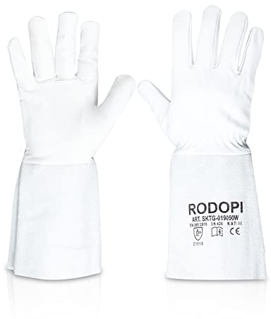 RODOPI Schweißerhandschuhe FIREWELD-Comfort 1-10 paar Arbeitshandschuhe EN 388:2016 Gr. 8-11 Rindvollleder EN 407 Schweißhandschuhe 33 cm für Damen und Herren (1, 8)