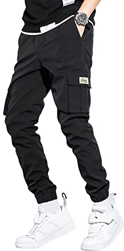 Elegancity Mens Cargo Combat Trousers Work Pants A-Black