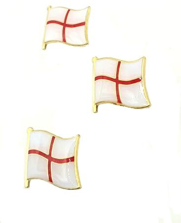 England English St Georges Cross Red Metal Enamel Country Flag Pin Badge Pack of 3