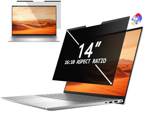PYS Magnetisch Blickschutzfolie Laptop 14 Zoll 16:10 Seitenverhältnis Anti Spy Blaulicht Blocking Blendfrei Abnehmbarer Sichtschutz Folie Sichtschutzfilter mit 5mm Breiter Starker Magnete