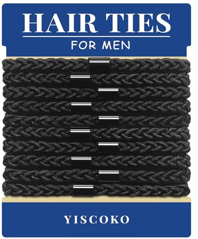 YISCOKO Elástico cabello hombre bridas negras para el cabello banda bandas 10 conteos (paquete de 1)