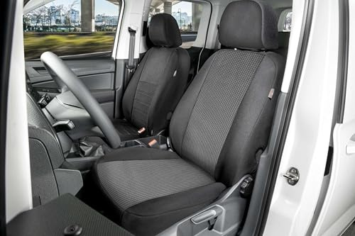 Walser Transporter bilsätesöverdrag för VW Crafter, Mercedes Sprinter, 1 enskild förarstol (utskuren armstöd höger), bilsätesöverdrag tillverkade av premium Jacquard, bilsätesöverdrag för skåpbil