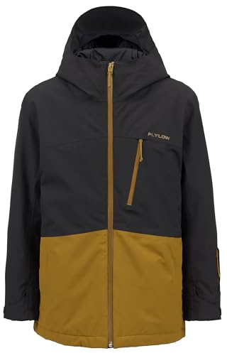 Flylow Youth Explorer Jacket - Waterproof Breathable Kids' Ski & Snowboard Coat - Rye/Black - Medium