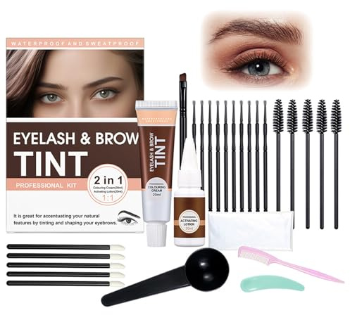 Augenbrauenfarbe Set - Langanhaltend, Natürlich, Sicher Und Schonend Augenbrauen Färben Kit Geeignet Für Augenbrauen Und Wimpern Farbe - Inklusive Farbe Und Weiteren Komplettsets, 2-4 Wochen Haltbar