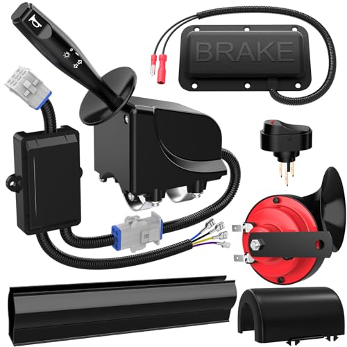 EXOEMTS Golf Cart Turn Signal Kit, 9-Pin Plug Golf Cart Plug & Play Street Legal Signal Switch Kit with Horn, Brake Pad, 12V Upgraded Blinker Light Switch Kits for Club Car EZGO Yamaha, Night Warning