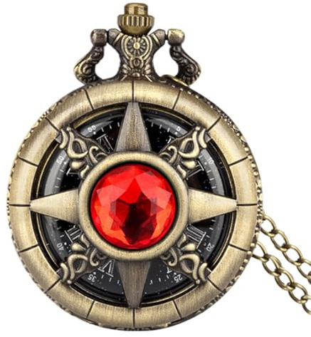 orologio-Da Tasca Con Pietre Preziose – orologio-Meccanico Con Numeri Romani Con Catena, orologio-Steampunk Vintage A Carica Manuale | orologio-Da Tasca Classico Retrò Per Regalo Di Natale, Uomo, Donn