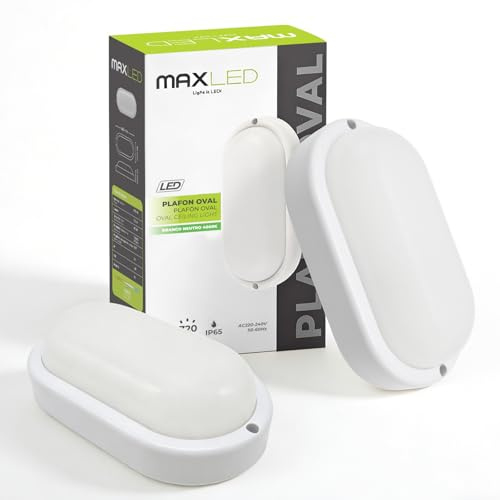 Maxled Light is Led! 2x 8W LED-Vägglampa Inomhus 720LM LED Väggbelysning för Vägg Eller Tak 4000K Naturvit IP65 Vattentät Utomhus Belysning För Trappor Korridorer Badrum Garage Källare Balkonger