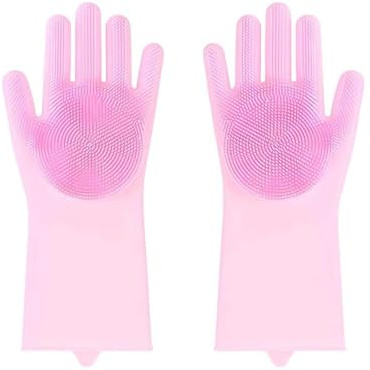 ECONOVA Pets Massage, Deshedding & bathing Glove (1 Pair) — Heat-Resistant Silicone Pet Grooming Mitt, 3-in-1, Non-Slip Brush Texture, Hanging Hole Design, Gentle Cleaning for Dogs & Cats – PINK