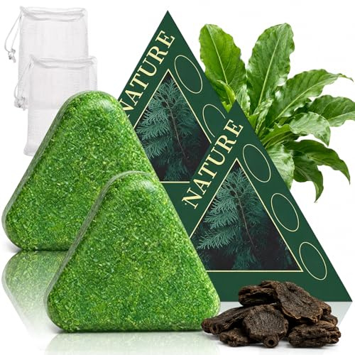 2 Piezas Champú Nature Triangle, Naturale Green Shampoo Soap Bar con Red Espumadora, Champú Fortalecedor de Limpieza Suave, Champús Sólido Vegetal para el Cabello de Hombres y Mujeres