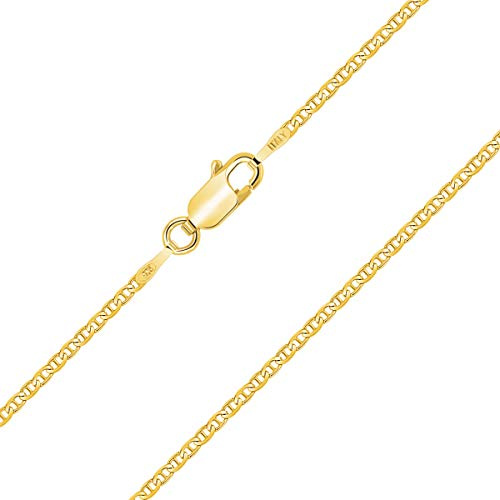 Planetys - Cadena de Plata de Ley 925 Chapado en Oro 18K Malla Marina 1.8 mm de Ancho 60 cm de Longitud