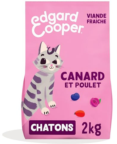 Edgard Cooper Croquettes pour Chaton Stérilisé, Chaton, Canard & poulet 2kg, Sans céréales, Viande fraîche, Nourriture naturelle, Croquette Riche en protéines, Sans sucres ajoutés