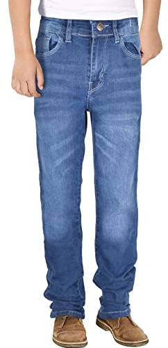 A2Z 4 Kids Ragazzi Rilassato Dritto vestibilità Boot Cut Jeans per Adolescenti Confortevole - Jeans JN63 Mid Blue 7-8