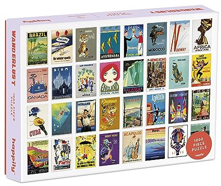 Wanderlust 1000 Piece Jigsaw Puzzle for Adults | Premium 100% Recycled Board | 1000 Piece Travel Jigsaw Puzzle | Gifts for Travellers | Happily Jigsaw Puzzles