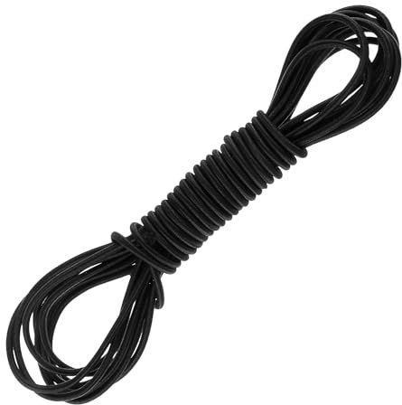 Prasacco Elastisch Faden, 3 mm x 5 m Schwarzes Gummiband Elastisches Nylonband für DIY-Schmuckherstellung, Wäscheleinen, Camping, Schaukeln, Anhänger, Schnürsenkel