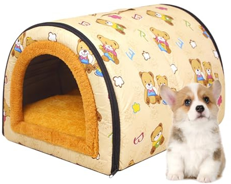 Lembeauty Acogedora casa pequeña para Mascotas, Cama Cerrada para Perros | Casa para Perros Impermeable para Mayor Calidez - Camas para Animales con cojín Interior extraíble para Dormitorio, balcón