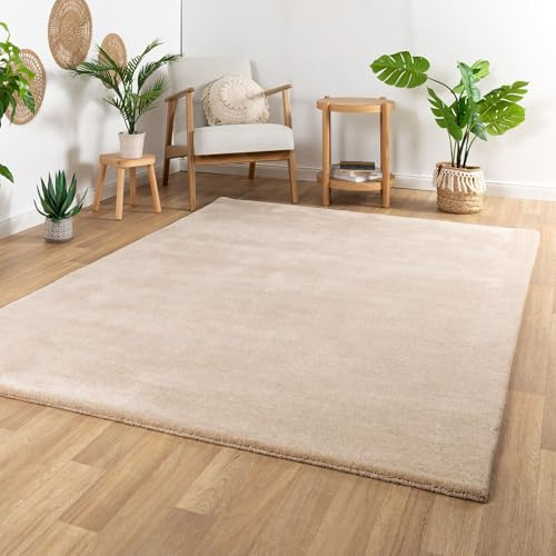 Steffensmeier Gabbeh Teppich Sali | 100% Neuseeland Schurwolle | Handloom | Wohnzimmer | super dicht | Beige, Größe 120x180 cm