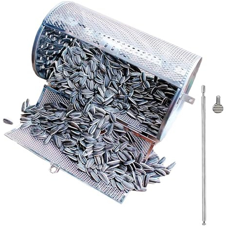Lnhgh Rullbar grillkorg, rullande grillkorgar för utomhusgrillen | rostfritt stål grillkorg – utomhuscampingtillbehör, kafferoster, rund grillkorg för köket i köket i köket