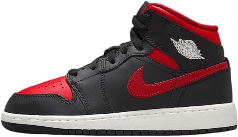 Jordan Big Kids Air 1 Mid (GS), Schwarz | Varsity Red | Summit White, 6 Big Kid