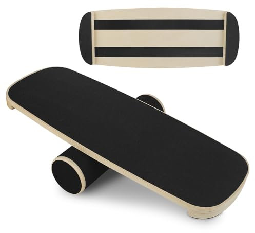 Surf Balance Board tränare, CEIEVER balansbräda trä halkfritt med korkrulle surfbalans bräda stabilitetstränare för vuxna och barn, för surfing, snowboard, skateboard, hockey