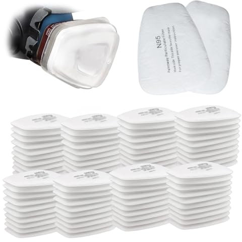 Lot de 80 filtres en coton pour masque respiratoire 5N11CN - Filtre de rechange en particules - Filtre chimique de couleur compatible avec les vapeurs organiques - Pour 6200, 7502, 6800 - Blanc