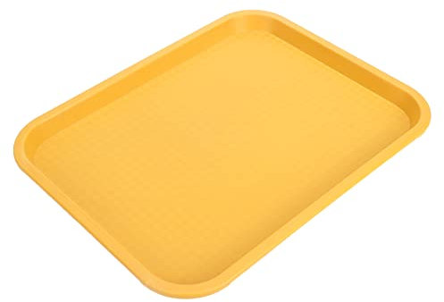 Bandeja para Servir Alimentos, Servicio Multiusos Rápido, Rectangular, Grueso, Antideslizante, de PP, para Restaurante, Cantina, Mesa de Centro, Amarillo (Yellow)