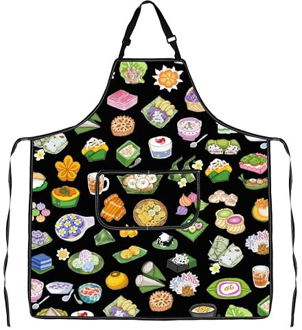 MYSOMY Thai Dessert Kitchen Apron Thai Dessert Lover Gift Thailand Food Apron Thailand Souvenir Gift (Thai Apron)