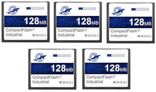 Dogfish Tarjeta de Memoria Compact Flash de 128MB 5 Pack Industrial CF Memory Card Tipo I de Alto Rendimiento FAT16 para Equipos Industriales y Cámaras Digitales Antiguas