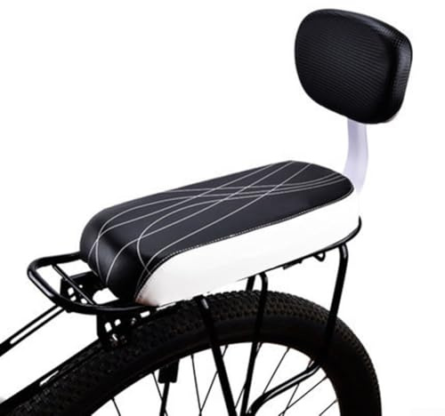 Eawfgtuw Für Hecksattel mit Rückenlehne und Griff, kompatibel mit Mountainbikes und E-Bikes, 34 cm x 16 cm, Rahmen aus legiertem Stahl, Schaumstoff für Erwachsene (weißer und schwarzer Sattel)