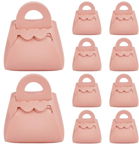 CALFOVERA 10 confezione di Scatole per Bomboniere Riutilizzabili In Pelle PU con Manico Sacchetti per Caramelle In Pelle Rosa Mini Borsette Regalo Matrimoni Compleanni Feste di Natale Halloween