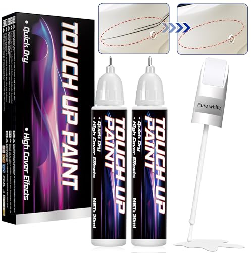 HuakChai rimuovi graffi auto, vernice auto per ritocchi 2 in 1, riparazione professionale di penna ritocco carrozzeria, ritocco vernice auto con colori precisi, togli graffi automobile facile (Bianco)